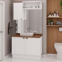 Conjunto de Banheiro Modulado 100% MDF Americano 3 Peças Iluminata Branco/Ébano Conjunto de Banheiro Modulado 100% MDF Americano 3 Peças Iluminata Branco/Ébano