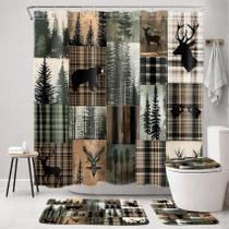 Conjunto de banheiro MYUSRE Rustic Cabin Patchwork Shower Curtain Conjunto de banheiro MYUSRE Rustic Cabin Patchwork Shower Curtain