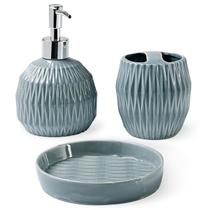 Conjunto de Banheiro Porcelana Haus Concept Gris Cinza 3 Pçs - Brinox 57718/100