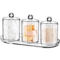 Conjunto de banheiro Qtip Holder SheeChung, pacote com 3 pacotes de plástico acrílico
