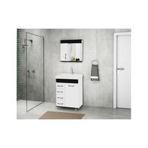 Conjunto de Banheiro Rorato Reto 3pcs 60cm Branco e Preto