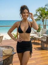 Conjunto de Banho 3 Peças Biquíni e Saia Saída de Praia Canelada Moda Feminina Verão Conforto e Estilo Conjunto de Banho 3 Peças Biquíni e Saia Saída de Praia Canelada Moda Feminina Verão Conforto e Estilo