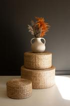 Conjunto de banquetas KALALOU Seagrass de 3 redondas marrons de 30 cm