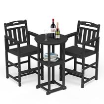 Conjunto de bar bistrô para área externa SUUNYN, 3 peças, HDPE preto