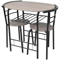 Conjunto de bar de café da manhã vidaXL MDF com 2 bancos com estrutura de ferro preto Conjunto de bar de café da manhã vidaXL MDF com 2 bancos com estrutura de ferro preto