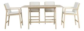 Conjunto De Bar Madeira 5 Pecas 1 Mesa 4 Cadeiras Branco