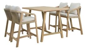 Conjunto De Bar Madeira 5 Pecas 1 Mesa 4 Cadeiras Marrom