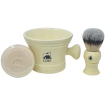 Conjunto de barbear G.B.S Heavy Duty Ceramic Ivory com sabonete masculino de 90 ml