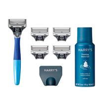 Conjunto de Barbear Masculino com 5 Lâminas e Gel (Azul) - Harry's