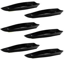 Conjunto De Barco Sushi Vemplast G 3,5L 6 Peças Preto Conjunto De Barco Sushi Vemplast G 3,5L 6 Peças Preto