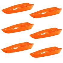 Conjunto De Barco Sushi Vemplast M 1L 6 Peças Laranja