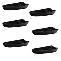 Conjunto De Barco Sushi Vemplast P 600Ml 6 Peças Preto