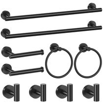 Conjunto de barra de toalhas soaez Matte Black 10 peças de aço inoxidável