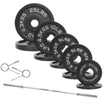 Conjunto de Barra Olímpica Fitvids 152 cm 43 kg com Anilhas de 2 Polegadas Conjunto de Barra Olímpica Fitvids 152 cm 43 kg com Anilhas de 2 Polegadas
