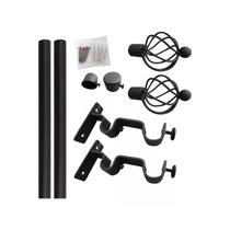 Conjunto de barras de cortina dupla preta 200cm - S4969 Conjunto de barras de cortina dupla preta 200cm - S4969