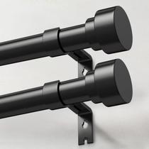 Conjunto de barras de cortina IFELS Heavy Duty de 1 polegada, preto, 170-305 cm, pacote com 2