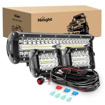 Conjunto de Barras de Luz LED Nilight 12cm 300W - Tríplice Fileira (Spot e Flood)