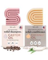 Conjunto de barras de shampoo e condicionador Óleo de rícino kitsch e óleo de coco Conjunto de barras de shampoo e condicionador Óleo de rícino kitsch e óleo de coco