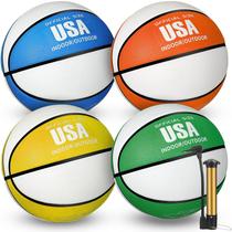 Conjunto de basquete de borracha Libima, 4 peças, tamanho 6, bombas, cores misturadas