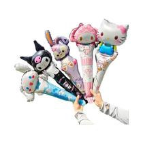 Conjunto De Bastões De Balão Hello Kitty Kuromi Melody Para Meninas, 10 Balões De Folha Para Festa