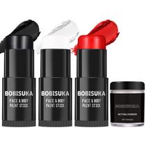 Conjunto de bastões de pintura facial BOBISUKA preto branco vermelho com pó