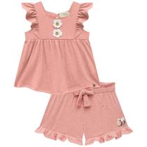 Conjunto de Bata e Shorts em Malha Wave Linho 74749 Infanti Conjunto de Bata e Shorts em Malha Wave Linho 74749 Infanti