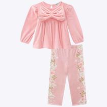 Conjunto de Bata em Veludo com Calça Legging em Termoskin Peluciado Bebê Feminino Infanti 71971