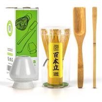 Conjunto de batedor Matcha TEANAGOO Bamboo Whisk, conjunto inicial de 4 peças