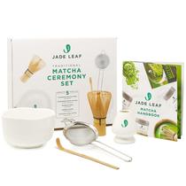 Conjunto de batedores Matcha, folha de jade, bambu cerimonial e grés
