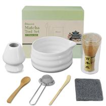 Conjunto de batedores Matcha Odaserat, 7 peças de cerâmica premium (branca) Conjunto de batedores Matcha Odaserat, 7 peças de cerâmica premium (branca)