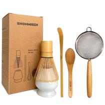 Conjunto de batedores Matcha SHONMISEN Bamboo com suporte de batedor e colher Conjunto de batedores Matcha SHONMISEN Bamboo com suporte de batedor e colher