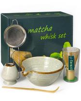 Conjunto de batedores Matcha Taruzil com tigela Matcha, batedor de bambu, colher Conjunto de batedores Matcha Taruzil com tigela Matcha, batedor de bambu, colher