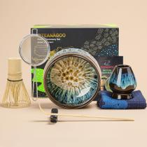 Conjunto de batedores Matcha TEANAGOO Junware-Blue com tigela de 510 ml, 7 unidades