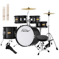 Conjunto de bateria Eastar EDS-350BK de 16 polegadas e 5 peças para crianças com trono Conjunto de bateria Eastar EDS-350BK de 16 polegadas e 5 peças para crianças com trono