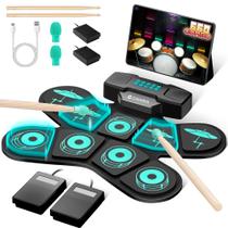 Conjunto de Bateria Eletrônica CAHAYA com 9 Pads e Alto-Falantes Duplos - Conexão MIDI Conjunto de Bateria Eletrônica CAHAYA com 9 Pads e Alto-Falantes Duplos - Conexão MIDI