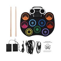 Conjunto De Bateria Eletrônica Portátil, Tambores De Silicone Roláveis À Mão Com Alto-falante