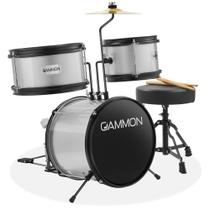 Conjunto de Bateria Gammon Junior 3 Peças com Kit para Iniciantes - Throne Silver