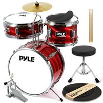 Conjunto de Bateria Infantil Pyle de 3 Peças - 13 Bumbos, Caixa, Tom e Prato