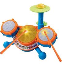 Conjunto de Bateria Infantil VTech KidiBeats - Laranja com 9 Melodias e Luz