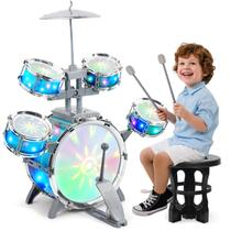 Conjunto de bateria LeeQee para crianças de 1 a 3 anos com bateria Aurora Light 5