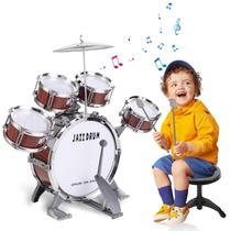 Conjunto de bateria Noaideoi Kids Jazz Drum Kit com banqueta e baquetas