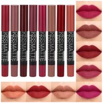 Conjunto de batons evpct 8 peças de vermelho fosco, ameixa, marrom nude