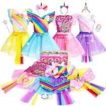 Conjunto de baús Princess Dress Up Jeowoqao Rainbow Unicorn 3-6Y Conjunto de baús Princess Dress Up Jeowoqao Rainbow Unicorn 3-6Y