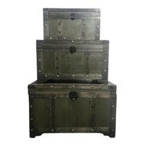 Conjunto de Baus Verde Design Abotoado Classico