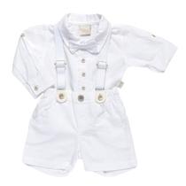 Conjunto de Bebê Batizado Camisa e Shorts Suspensório - Anjos Baby