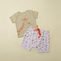 Conjunto de Bebê com Body Manga Curta e Shorts Saruel Conjunto de Bebê com Body Manga Curta e Shorts Saruel