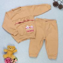 Conjunto de Bebê em Moletom Terroso com Babadinho