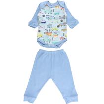 Conjunto De Bebê Longo Body Calça Em Azul
