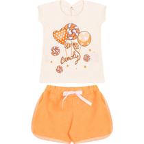 Conjunto de Bebê Menina Pirulito Laranja Neon