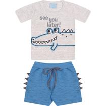 Conjunto de Bebê Menino Jacaré Cinza